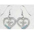 Birthstone Heart & Cross Earrings (March/Aquamarine)